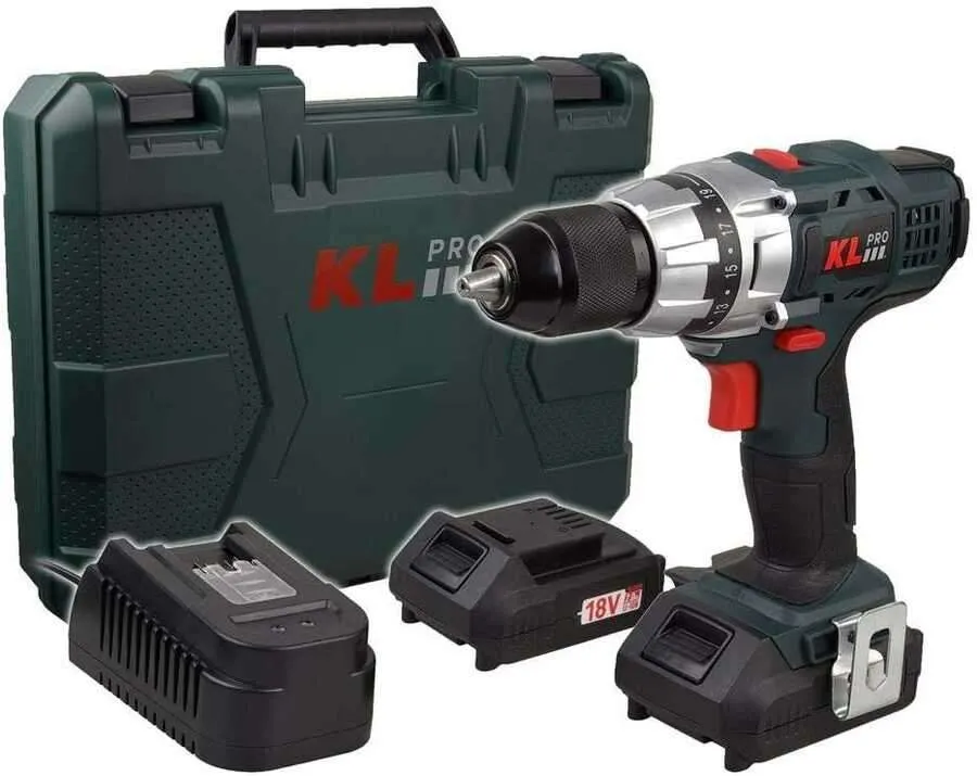 KLPRO Çift Akülü Kömürsüz Profesyonel Darbeli Matkap KLDM18B-2018Volt/2.0Ah Li-ion 