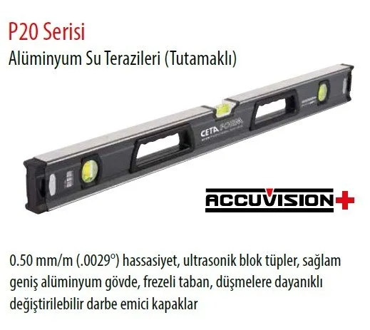 CETA ACCUVİSİON P20-080 Tutamaklı Su Terazisi 80 cm
