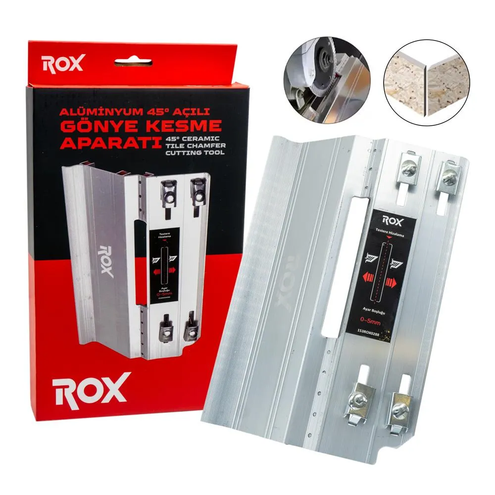 Rox 0288 Seramik İçin Alüminyum 45° Açılı Gönye Kesme Aparatı