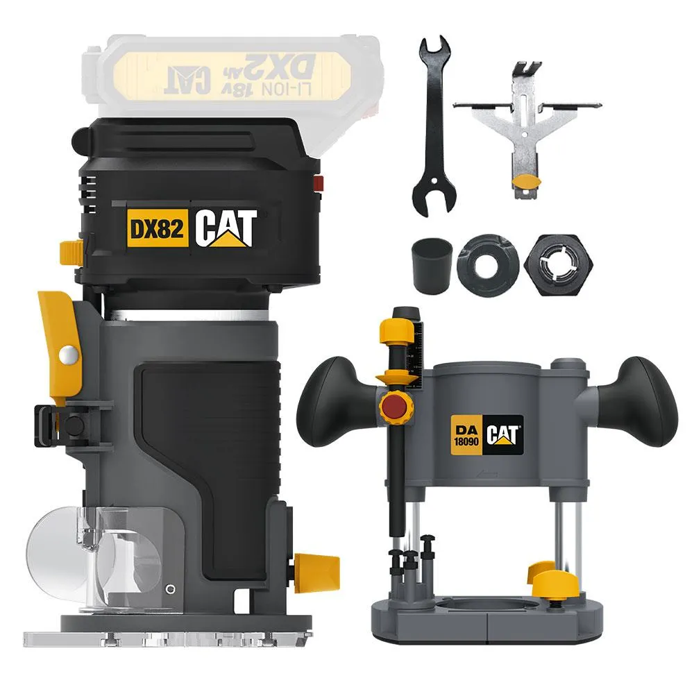 CAT DX82B.3 18Volt Şarjlı Kömürsüz 6mm Devir Ayarlı Profesyonel Avuç İçi El Frezesi Formika Tıraşlama (Akü Dahil Değildir)