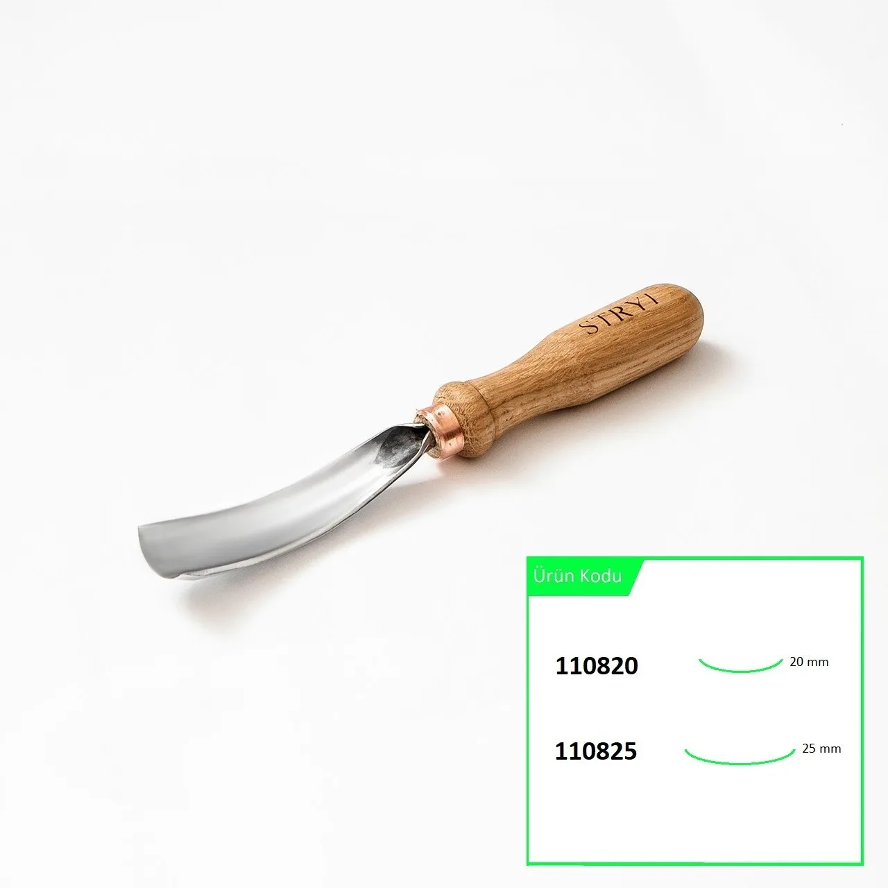 STRYI 110820 Bükülmüş Oluklu Ahşap Oyma Iskarpelası 20 mm