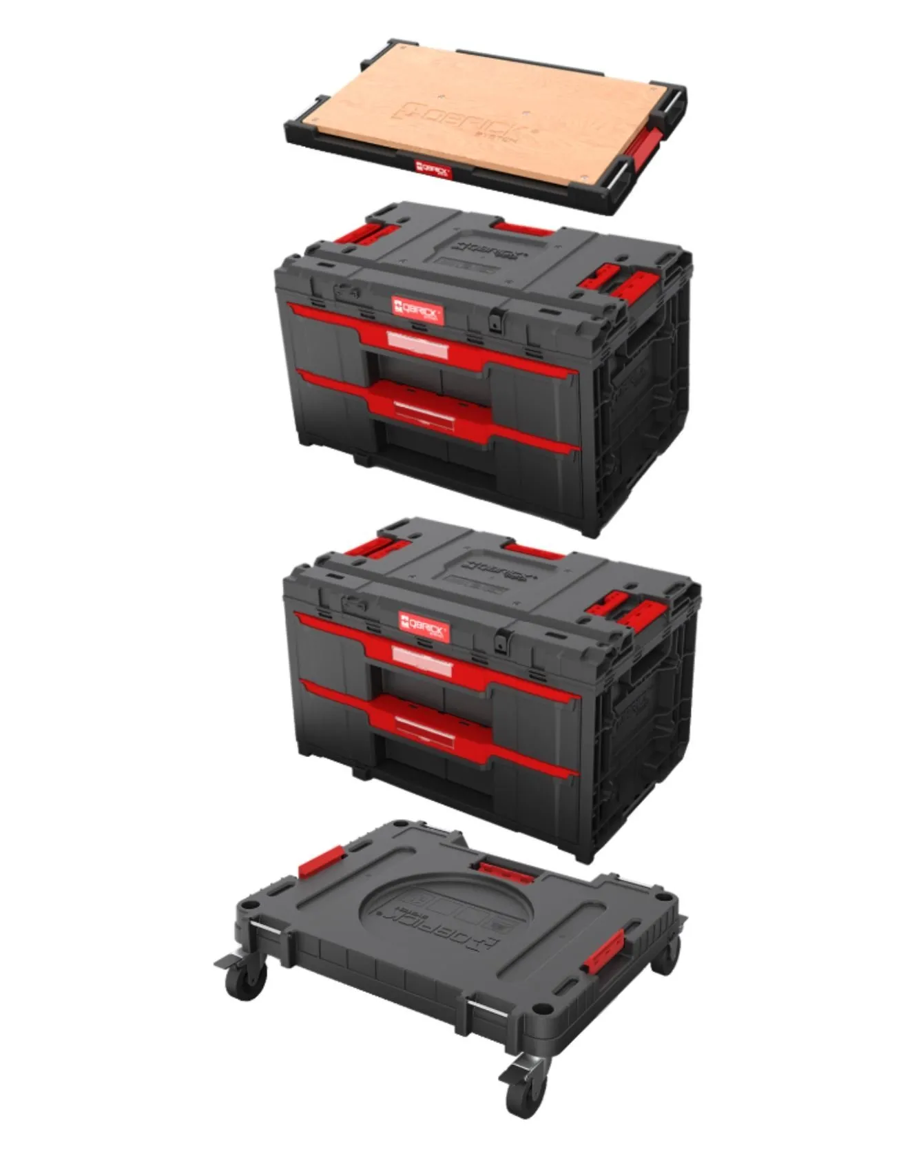 QBRICK System ONE 3'lü WorkShop Tekerli Takım Çantası Çekmeceli