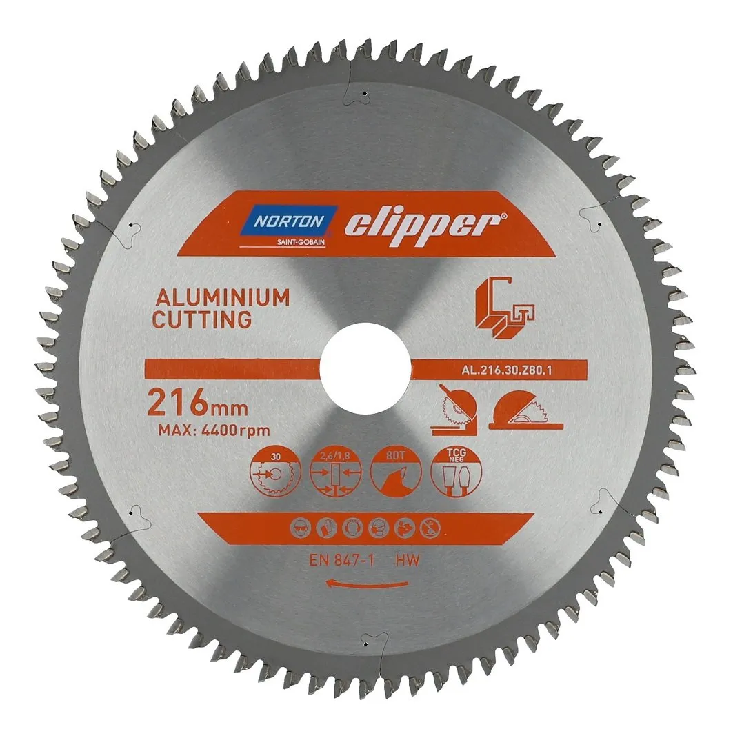 NORTON Clipper Aluminyum için 216x30 mm 80 Diş Elmas Daire Testere Bıçağı