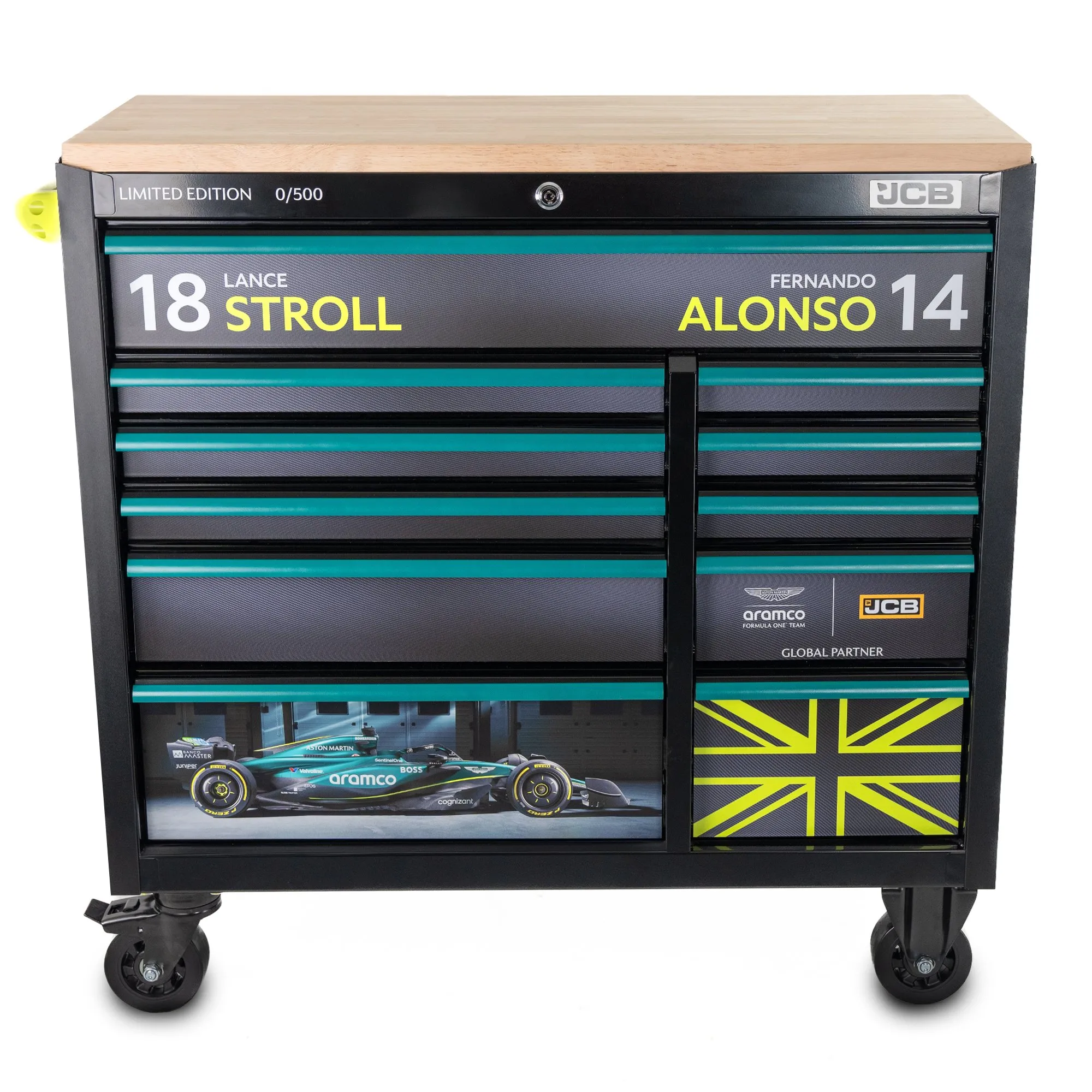 JCB Aston Martin Formula One Team 11 Çekmeceli 42'' Metal Takım Arabası (Boş)