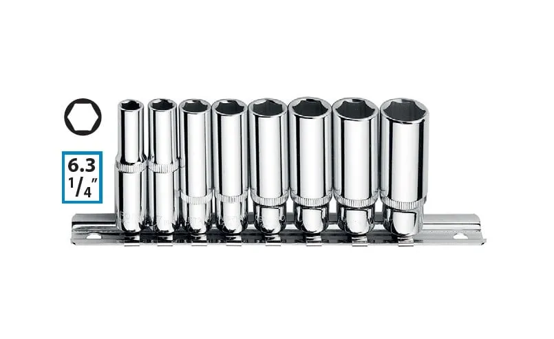 CETA-FORM C04-RH08 8 Parça 1/4'' 6 Köşe Derin Raylı Lokma Anahtar Takımı