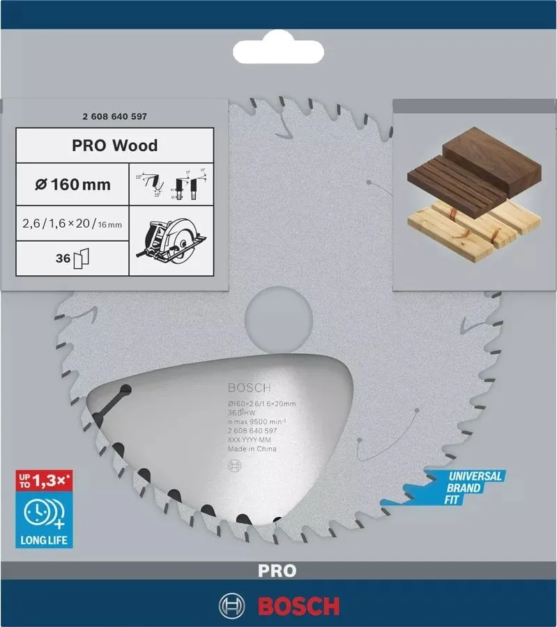 BOSCH PRO Wood 160x20x2,6/1,6 mm 36 Diş Ahşap Elmas Daire Testere Bıçağı